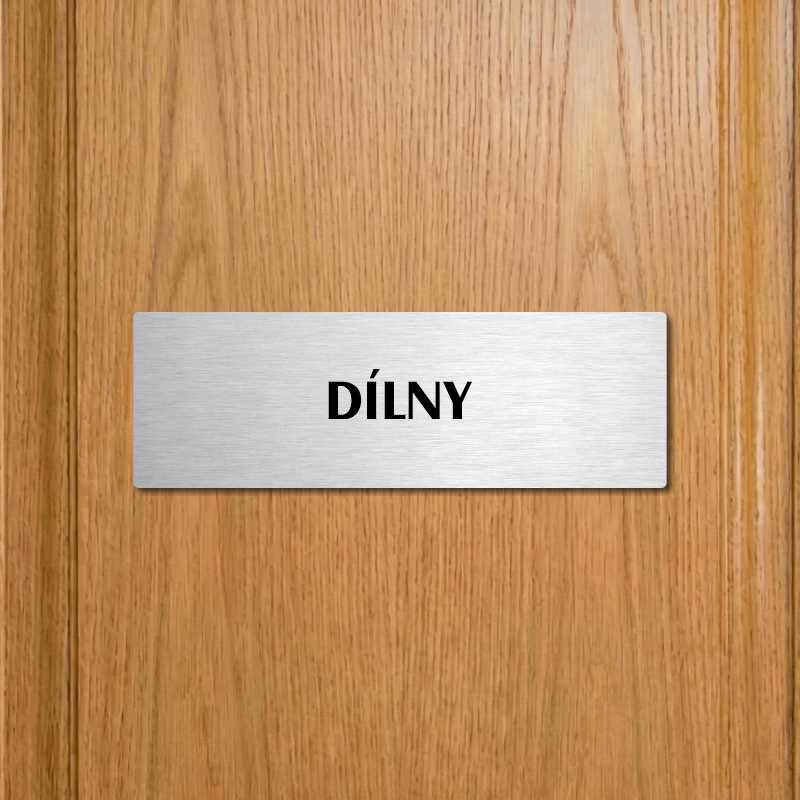 Dílny, 200x66mm, zlatá popiska s okrasným rámečkem